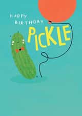 Funny Birthday Card - Pickle and Balloon created by Belinda Drought