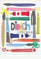 Cute Thank You Card - For Teacher - Welsh - Diolch Athrawes created by Designs_by_flo