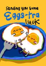 Cute Good Luck Card - Eggs-tra Luck - Egg Puns created by The Playful Indian