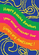 Funny Raksha Bandhan Card - For Brother - Sisters Are Awesome! created by The Playful Indian