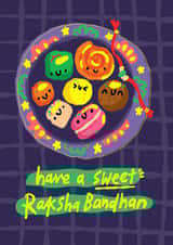 Sweet Raksha Bandhan Blessings Card - Faith - Cartoon Indian Sweets created by The Playful Indian