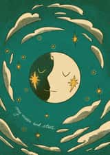 Pretty Anniversary Card - Moon and Stars - Romantic created by Lione & Sheikh