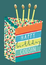 Classic Birthday Card - For Cousin - Colourful Cake Slice created by Louise Tiler
