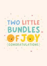 Cute New Baby Card - For Twins - Two Little Bundles Of Joy created by Macie Dot Doodles