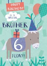 Cute 6th Birthday Card - For Brother - Donkey created by Juniper and Rose Studio