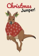 Funny Christmas Card - Kangaroo - Christmas Jumper Pun created by @Cupsie's Creations