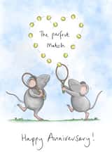 Cute Anniversary Card - For The Perfect Match - Tennis created by Lucy Driver