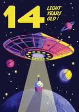 Retro 14th Birthday Card - For Him - Cool Sci Fi Space created by Rocket68