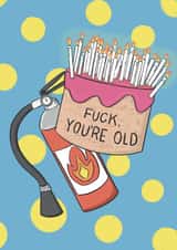 Funny Birthday Card- Fire Extinguisher- F**k you’re old created by Pixiecraft