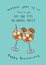 Funny Anniversary Card - Aperol Spritz - Off Our Tits created by @Laura Lonsdale Designs