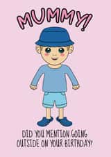 Funny Birthday Card For Mummy - Boy In Garden Crocs created by @Cupsie's Creations