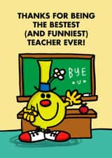 Cute Thank you Teacher Card - Mr. Happy - Best & Funniest Teacher created by Mr. Men