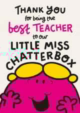 Funny Thank You Teacher Card - Little Miss Chatterbox created by Mr. Men