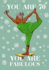 Funny 70th Birthday Card - Skater and Yogi - Young At Heart created by Albina Uvarova 