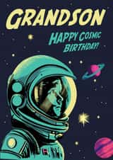 Retro Birthday Card - Space Astronaut - Grandson created by Rocket68