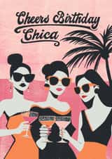 Pretty Birthday Card - For Her - Three Chicas On A Beach created by Bellollage