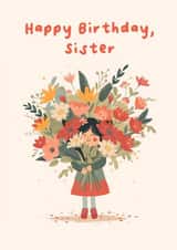 Cute Birthday Card - For Sister - Flower Girl created by Bellollage
