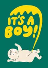Funny New Baby Card - It's A Boy - Pee 1000 created by Stoats & Weasels