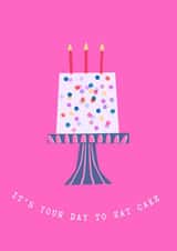 Birthday cake card girlie woman’s pink created by Melmade Stationery