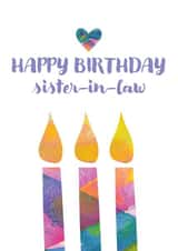 Colourful Birthday Card - For Sister-In-Law - Candles created by size3art