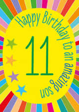 Fun 11th Birthday Card - For Son - Colourful Stars created by size3art