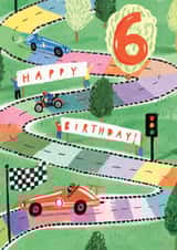 Cute 6th Birthday Card - For Him - Racing Car Track created by Louise Tiler