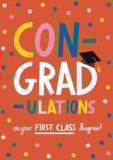 Classic Graduation Card - Congratulations On Getting - First Class Degree! created by Alice Mole Illustration