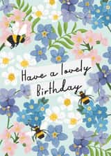 Pretty Birthday Card - For Her - Wild Flowers and Bumble Bees created by Rebecca Grantham