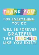 Cute Thank you Card - For Teacher - Forever Grateful created by Giddy Kipper