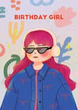 Portrait of stylish girl - For her - Birthday Card - Ribbons created by Zove Ahh