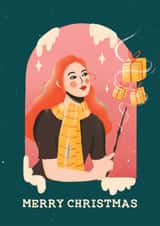 Lovely Portrait of Magic Wand Girl - Merry Christmas Card created by Zove Ahh