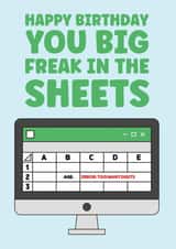 Funny and cheeky birthday card for the spreadsheet geek in your life. created by Prints With Personality