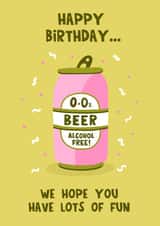 Funny Birthday Card for Sober Celebrations - Alcohol Free Beer created by Lucy Maggie Designs