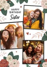Personalised Birthday Photo Card created by Evie Garnett Designs - Cute Birthday Card - Sister - Floral
