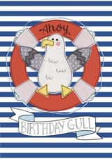 Cute Seagull Birthday Card - Ahoy - Nautical themed created by Spells and Spindles