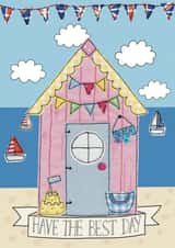 Best Day - Beach Hut -Seaside Greeting Card created by Spells and Spindles
