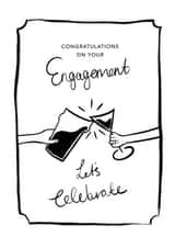 Cute Hand-Drawn Engagement Card for Couples – Cheers with Cocktails created by Kefi Design Studios