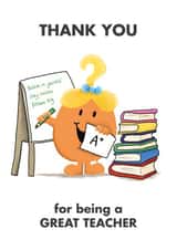 Cute Thank You Card - Teacher - Little Miss Curious - Mr. Men created by Mr. Men