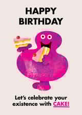 Cute Birthday Card - Mr. Greedy - Mr. Men - Celebrate with Cake created by Mr. Men