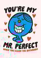 Funny Anniversary Card - Mr. Perfect - Mr. Men - Clean the Bathroom created by Mr. Men