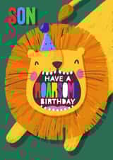 Cute Birthday Card - For Son - Roarsome Lion created by Nicola Watson