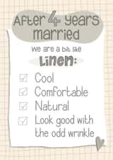 Funny 4th Anniversary Card - Cheeky Linen Anniversary Card For Husband or Wife created by Presents Felt