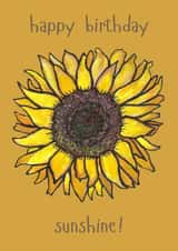 Happy Birthday Sunshine! card - Sunflower design - blank for your message created by Plant Based Paintings
