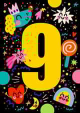 Cute Birthday Card - 9th - Retro Space created by NICHOLA COWDERY ILLUSTRATIONS