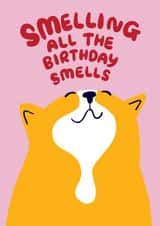 Cute Birthday Card - For A Cat/Dog Lover - Smelling the Birthday Smells created by Able And Game