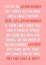 Funny Card For Boyfriend or Husband - Birthday - Anniversary - Jason Momoa created by Violet and Alfie