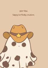 Cowgirl birthday card - cute cowboy ghost - spoopy birthday card created by Bloo House