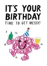 Funny Mr.Men Birthday Card - Time To Get Messy! Boozy Celebrations - Mr. Messy created by Mr. Men