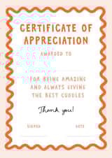 Certificate of appreciation thank you card, personalise fill in the blanks card created by Paper & Wool