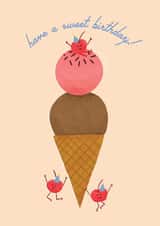 Adorable Ice-Cream Cone Birthday Card - Ice Cream-Lover created by Emma Brooks Creative